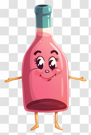 Cartoon Wine Bottle - Smiling Bottle Cartoon Transparent PNG