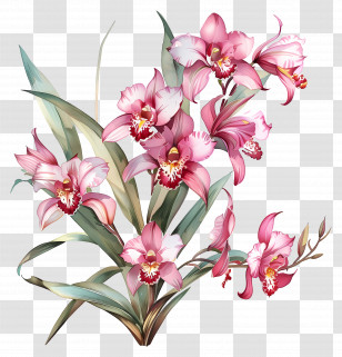 Shenzhen Nongke Orchid - Beautiful Pink Orchid Flower Illustration Transparent PNG