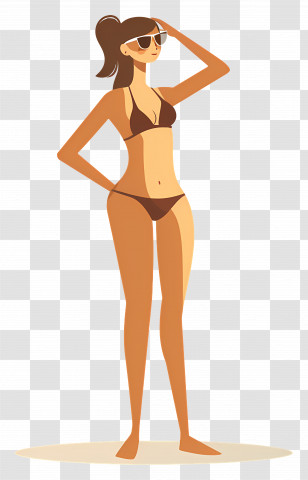 Woman In Bikini - Woman In Brown Swimsuit With Sunglasses Transparent PNG