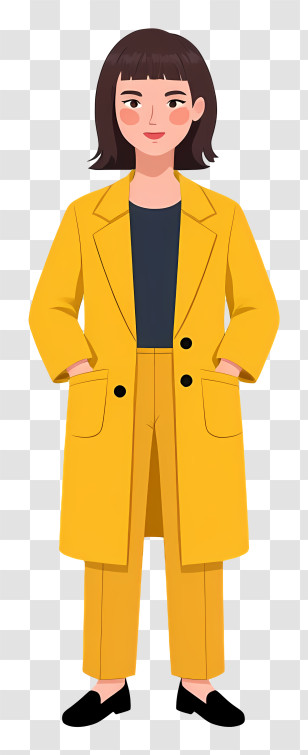 Fashion Woman - Girl In Yellow Coat And Formal Attire Transparent PNG
