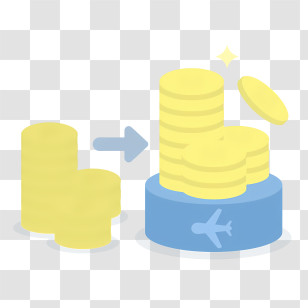 Transport - Stack Of Coins With Travel And Airplane Symbol Transparent PNG