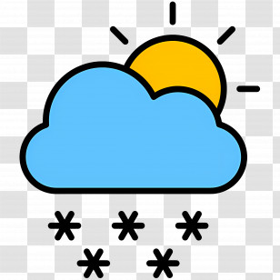 Snowy Weather - Sun With Cloud And Snow Symbol Transparent PNG
