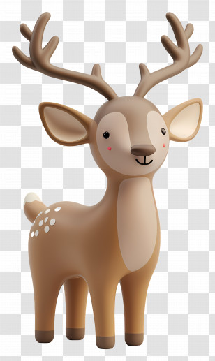 Cartoon Deer - Cute Cartoon Deer With Antlers Transparent PNG