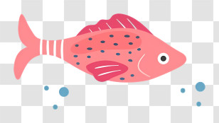 Icon - Cute Pink Fish Illustration Transparent PNG