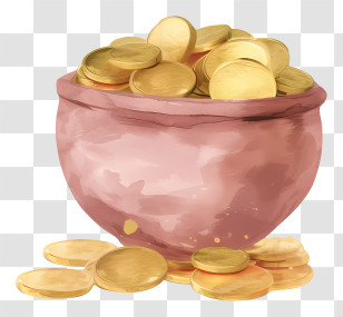 Pot - Bowl Of Gold Coins Illustration Transparent PNG