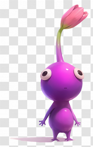 Purple Pikmin - Purple Alien Creature With Flower Transparent PNG
