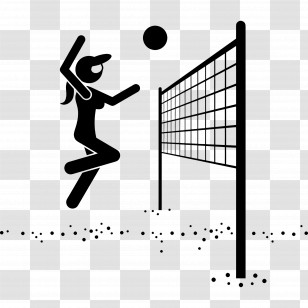 Volleyball - Volleyball Icon With Player And Net Transparent PNG