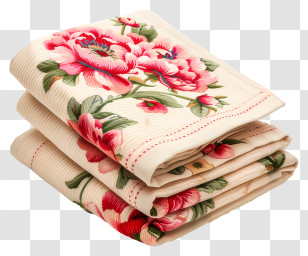 Towels - Stacked Floral Patterned Fabric Transparent PNG