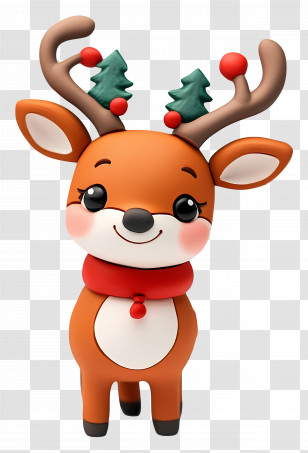 Christmas Deer - Cute Cartoon Reindeer For Christmas Transparent PNG