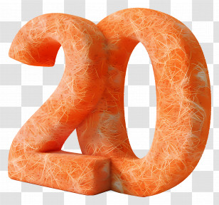 Number 20 - Orange Textured Number 20 Transparent PNG