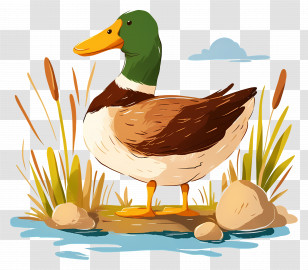 Cartoon Duck - Mallard Duck In A Natural Setting Transparent PNG