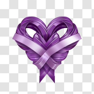 Purple Heart Day - Elegant Purple Ribbon Heart Symbol Transparent PNG