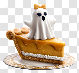 Ghost Pumpkin Pie - Ghost-topped Pumpkin Pie Slice Transparent PNG