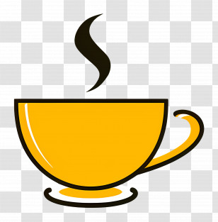 Coffee Logo - Yellow Coffee Cup With Rising Steam Transparent PNG