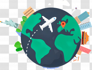 Travel Around The Globe - Globetrotting Travel Illustration Transparent PNG