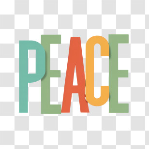 Peace - Colorful Peace Text Typography Design Transparent PNG