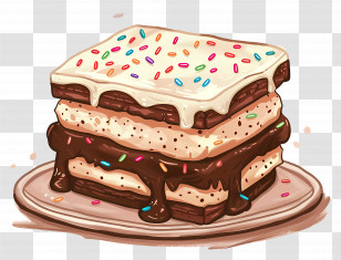 Ice Cream Sandwich - Layered Chocolate Cake With Sprinkles Transparent PNG