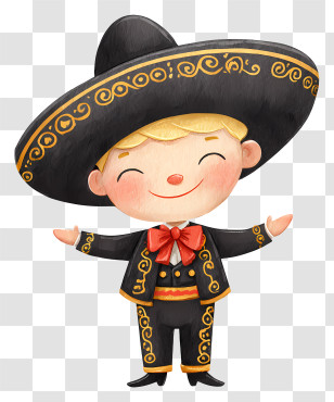 Cartoon Mariachi Boy - Smiling Mariachi Boy Transparent PNG