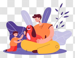 Man And Child - Happy Family With Dog Transparent PNG