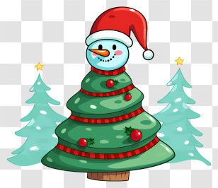 Snowman - Christmas Tree With Snowman Topper Transparent PNG