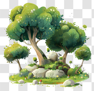 Bushes - Beautiful Fantasy Forest Trees Transparent PNG