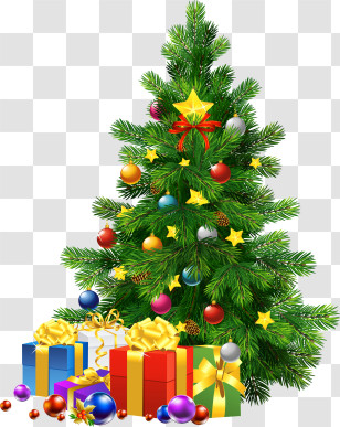 Christmas Tree - Christmas Tree With Colorful Gifts And Ornaments Transparent PNG