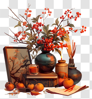 Autumn Still Life - Autumn Still Life With Vase Transparent PNG