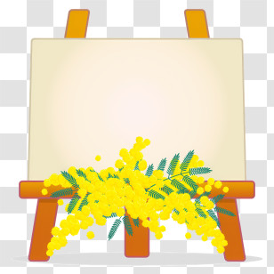 Signboard - Artist Easel With Mimosa Flowers Transparent PNG