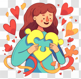 Woman Holding Puzzle Piece - Girl Holding Puzzle Heart Transparent PNG