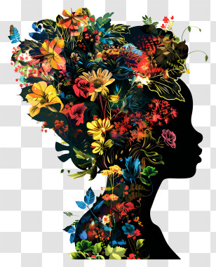 Girl Silhouette - Floral Silhouette Of A Woman Transparent PNG