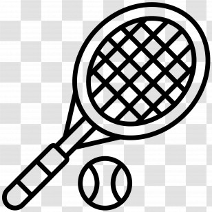 Tennis Racket - Tennis Racket And Ball Outline Illustration Transparent PNG
