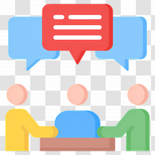 Discuss - Illustration Of Group Discussing Ideas Transparent PNG