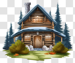 Log Cabin - Wooden Cabin In The Forest Transparent PNG