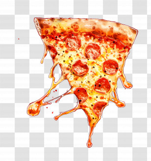 Pizza Slice - Cheesy Pepperoni Pizza Slice With Melting Cheese Transparent PNG