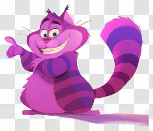 Cheshire Cat - Striped Purple Cat Cartoon Transparent PNG
