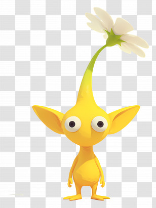 Yellow Pikmin - Yellow Fantasy Creature With Flower Transparent PNG