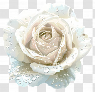White Rose - White Rose With Dew Drops Illustration Transparent PNG