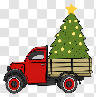 Delivery Truck - Red Truck Carrying Christmas Tree Transparent PNG