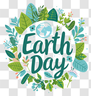 Earth Day - Earth Day Illustration With Leaf Motif Transparent PNG
