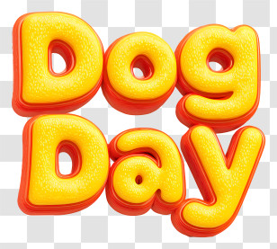National Dog Day - Dog Day Bold Yellow Text Transparent PNG