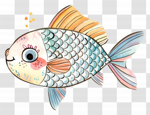 Fish - Colorful Fish Illustration With Scales Transparent PNG