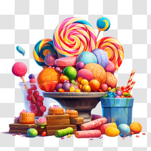 Candy Day - Bright And Colorful Candies And Lollipops Display Transparent PNG
