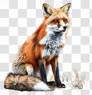 Red Fox - Realistic Red Fox Sitting In Nature Transparent PNG