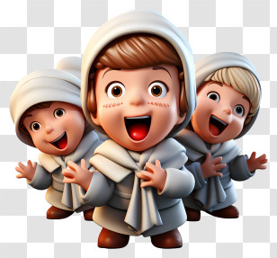 Children In Robes - Three Cute Children In Winter Clothes Transparent PNG