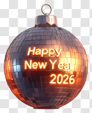 2026 New Year Ball - Glowing New Year 2026 Ornament Transparent PNG