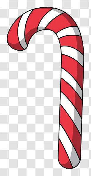 Candy Cane - Festive Red And White Striped Candy Cane Transparent PNG