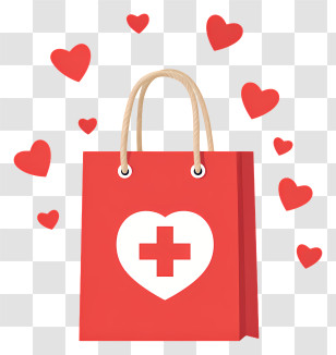 Hospital Cross - Red Medical Bag With Hearts Transparent PNG