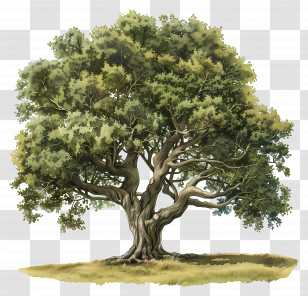 Oak Tree - Majestic Oak Tree With Dense Foliage Transparent PNG