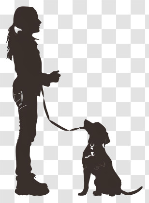 Dog Silhouette - Silhouette Of Person Walking Dog Transparent PNG