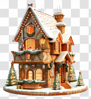 3d Building - Festive Gingerbread House Transparent PNG